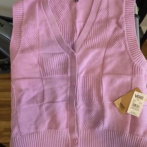Vans Women’s Pink Patchwork Knit Button-Front Sweater Vest